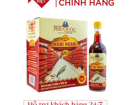 Nước mắm Khải Hoàn Phú Quốc 43 độ đạm 520ml thùng 6 chai
